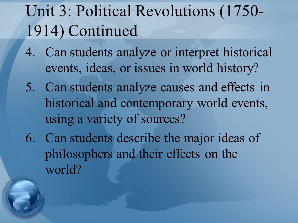 Unit 3: Political Revolutions ( ) Continued