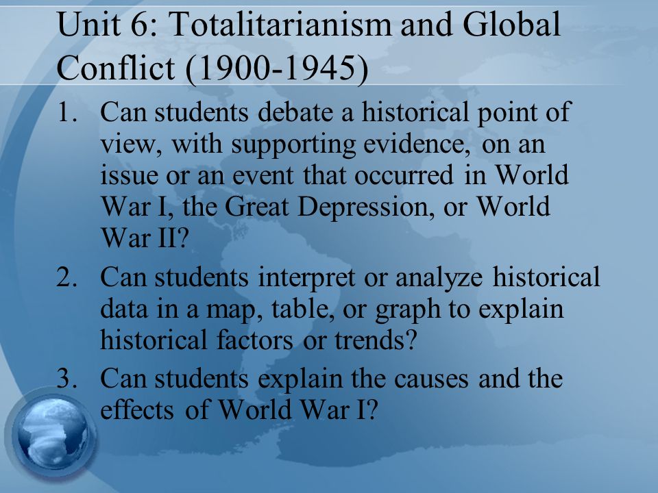 Unit 6: Totalitarianism and Global Conflict ( )