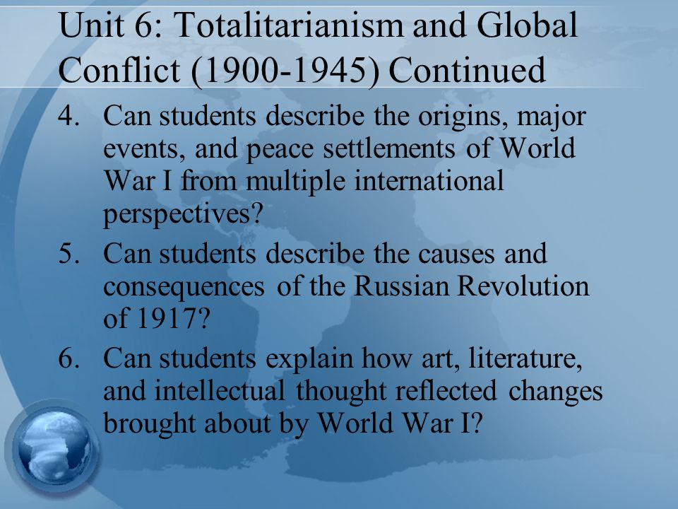 Unit 6: Totalitarianism and Global Conflict ( ) Continued