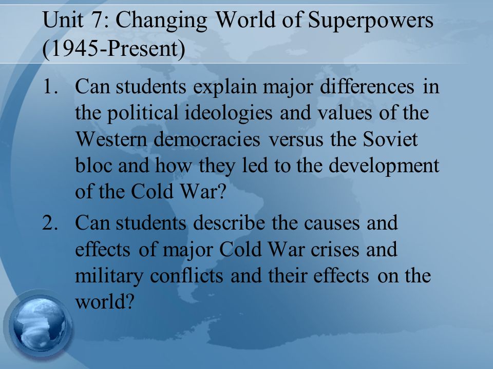 Unit 7: Changing World of Superpowers (1945-Present)