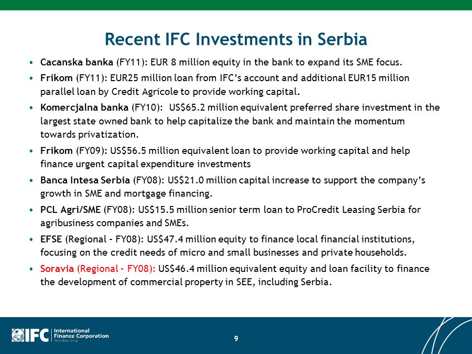 Recent IFC Investments in Serbia