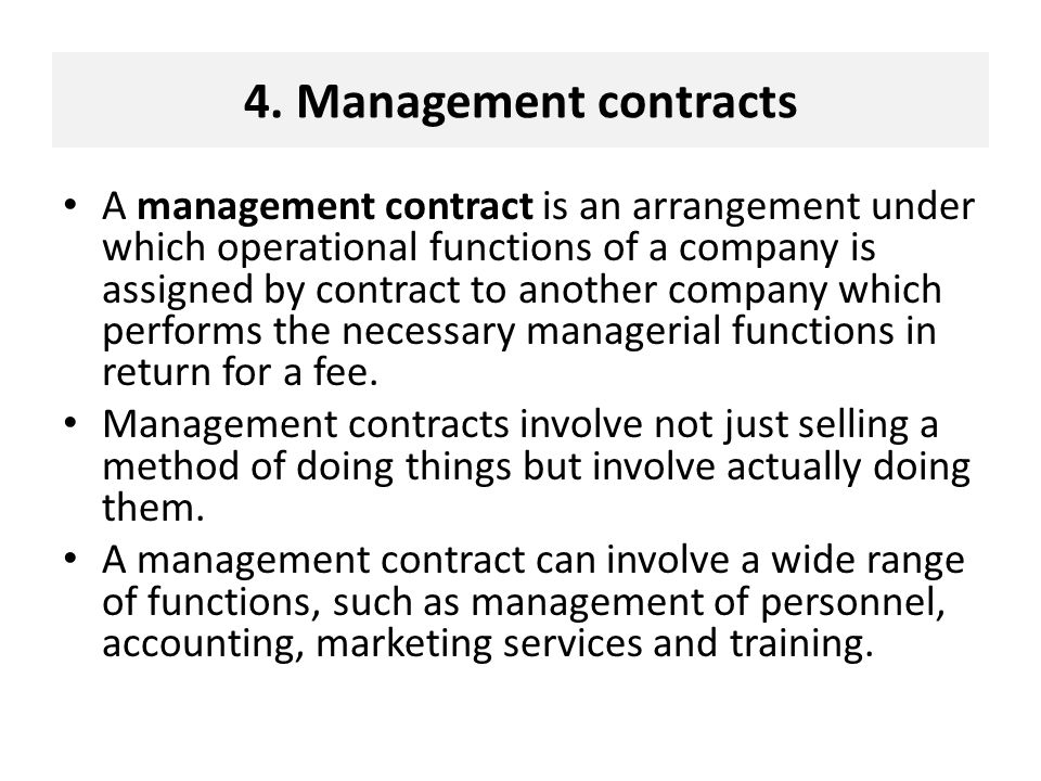 4. Management contracts