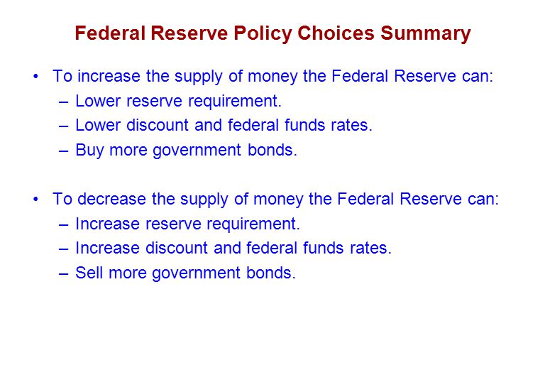 Federal Reserve Policy Choices Summary