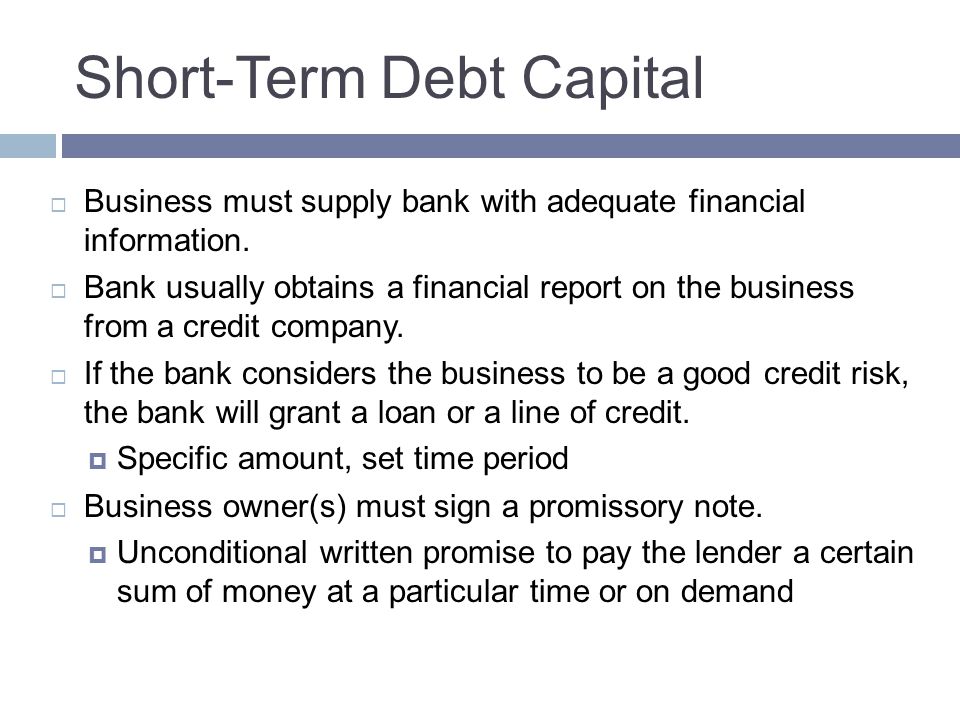 Short-Term Debt Capital