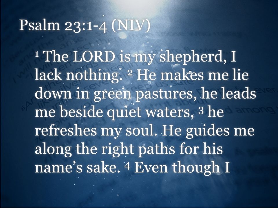 Psalm 23:1-4 (NIV)