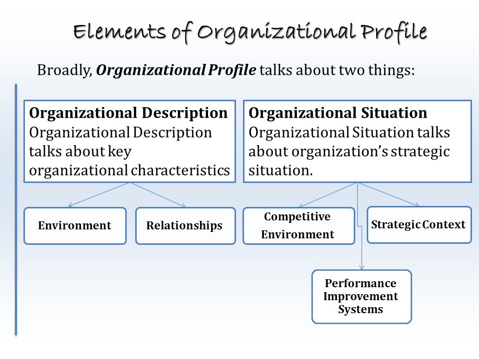 Elements of Organizational Profile