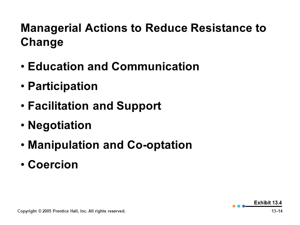 Managerial Actions to Reduce Resistance to Change