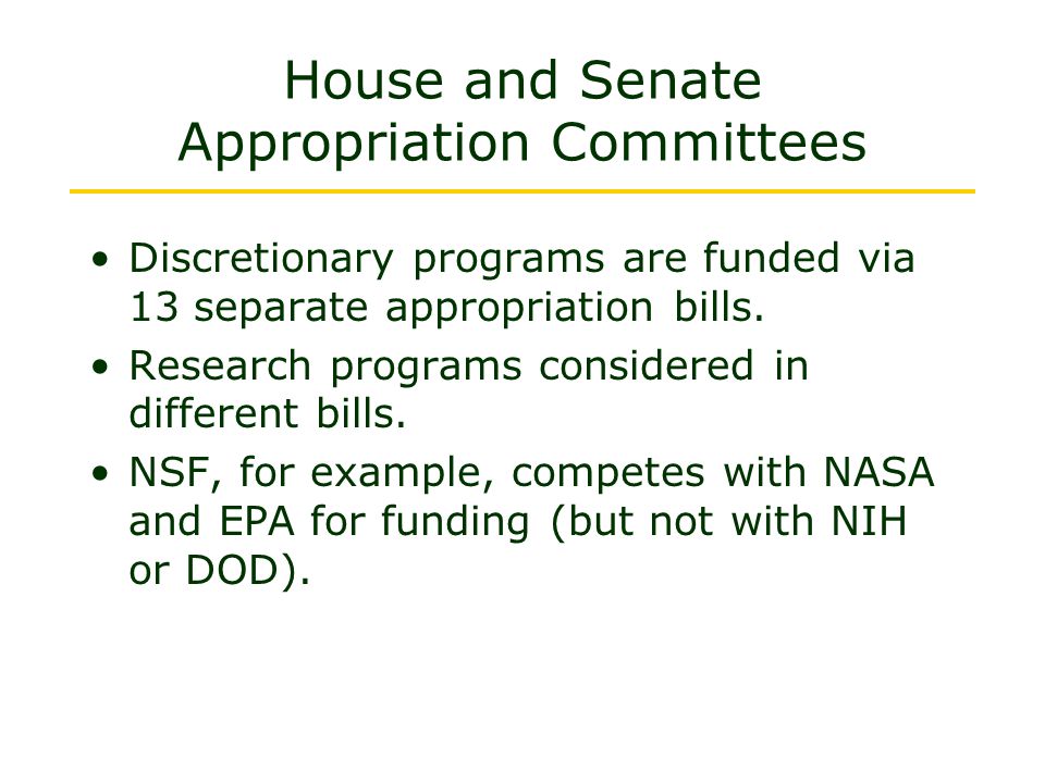 House and Senate Appropriation Committees