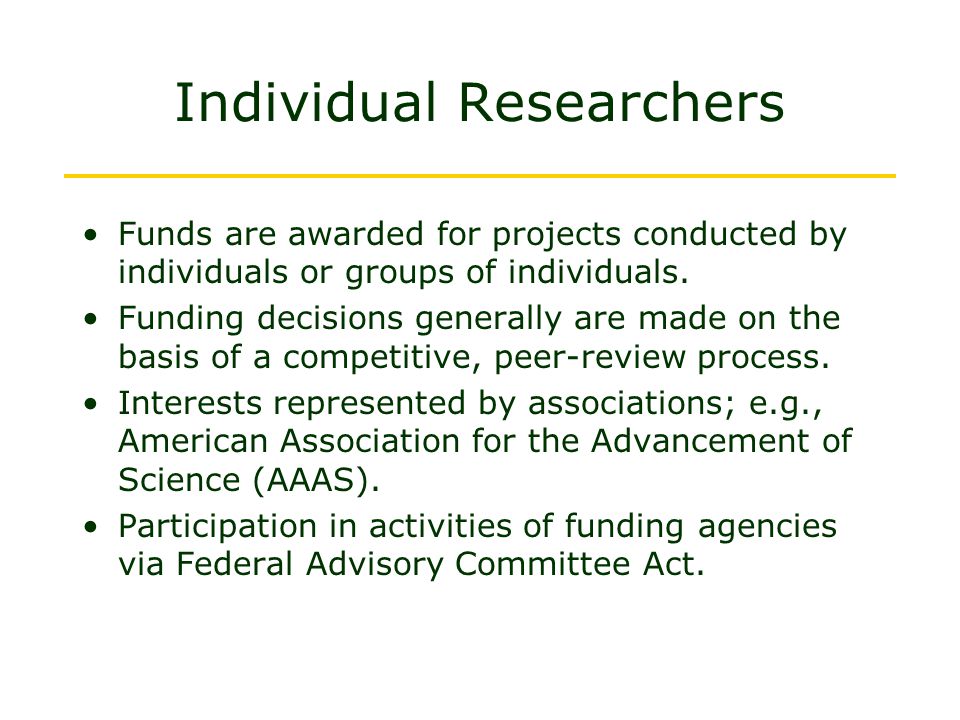 Individual Researchers