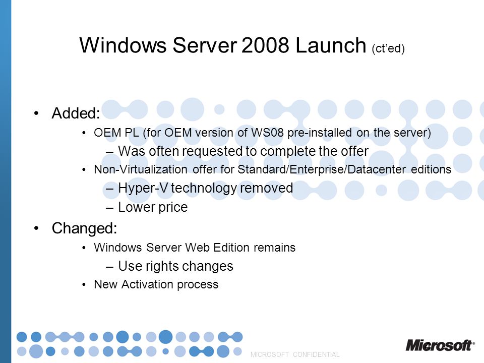 Windows Server 2008 Launch (ct’ed)