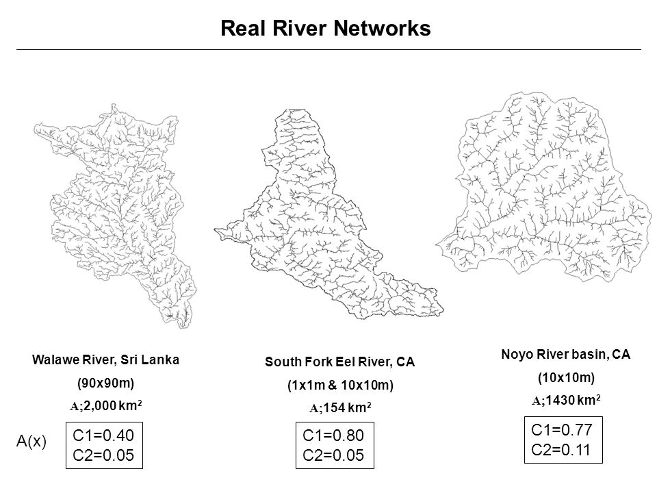 Real River Networks C1=0.77 C2=0.11 C1=0.40 C2=0.05 C1=0.80 C2=0.05
