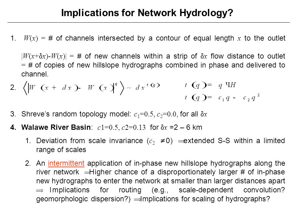 Implications for Network Hydrology