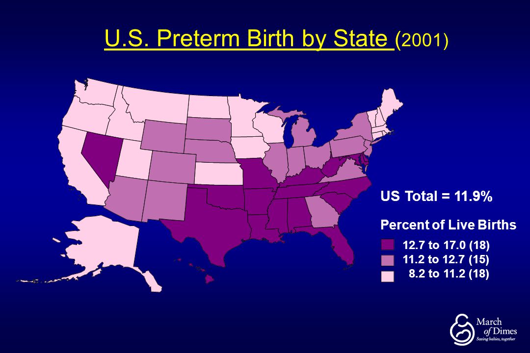 U.S. Preterm Birth by State (2001)