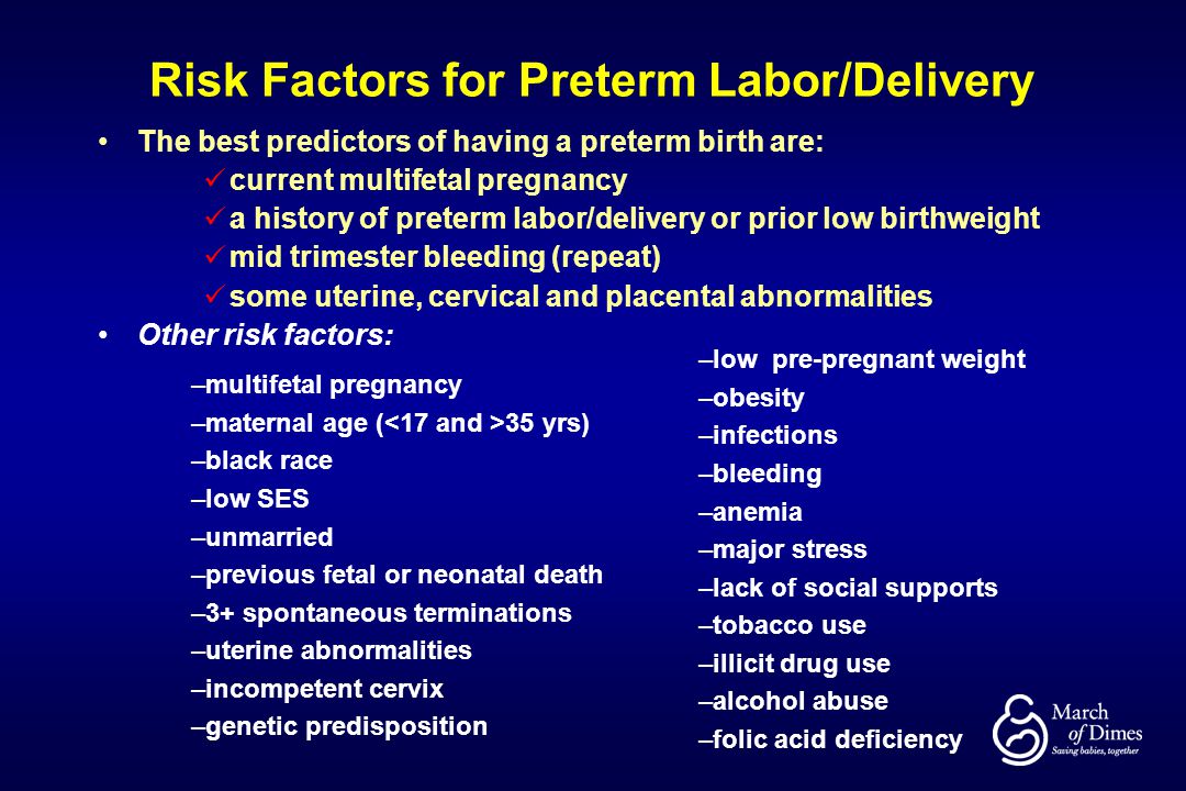 Risk Factors for Preterm Labor/Delivery