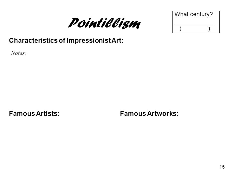 Pointillism Characteristics of Impressionist Art: Famous Artists: