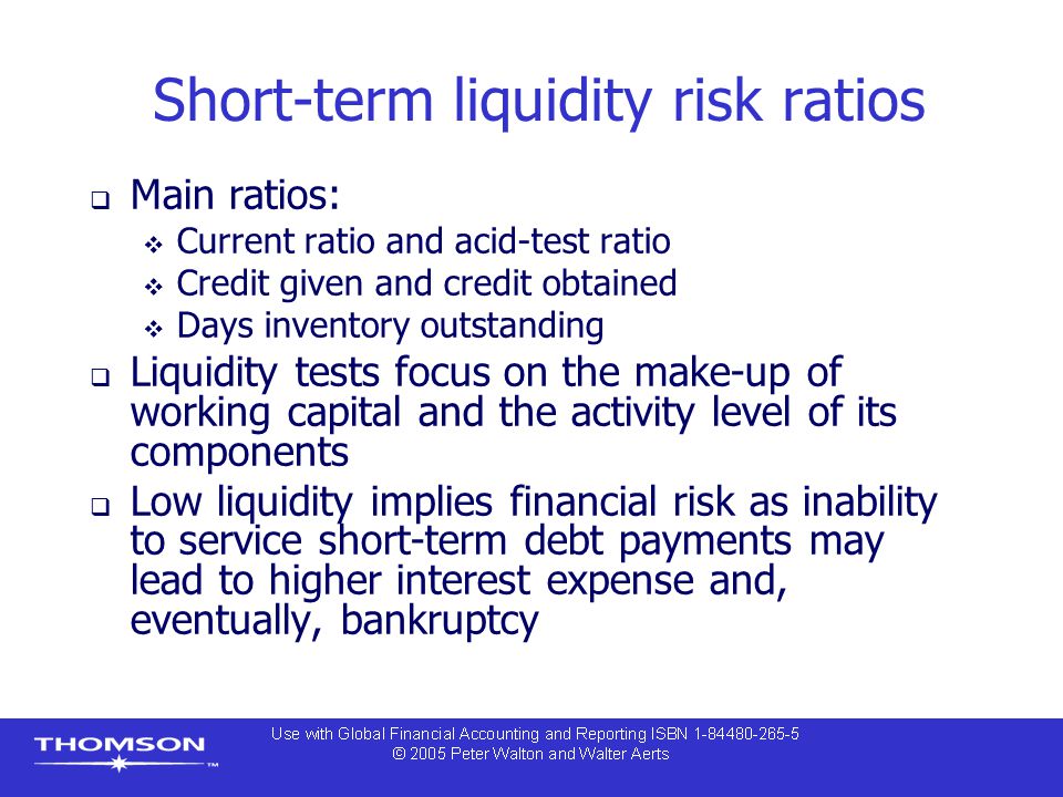 Short-term liquidity risk ratios