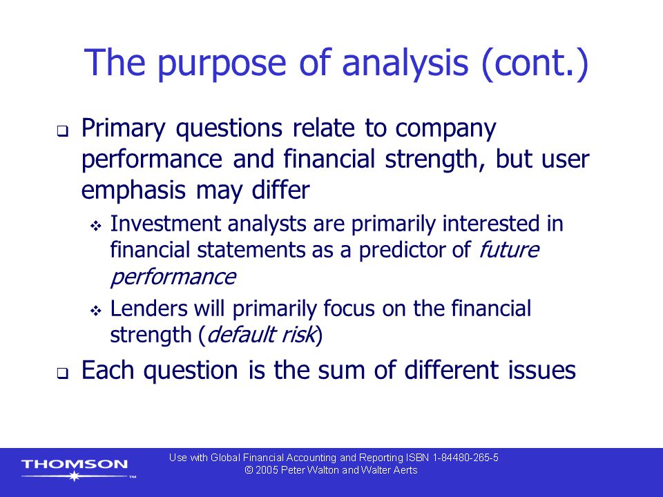 The purpose of analysis (cont.)
