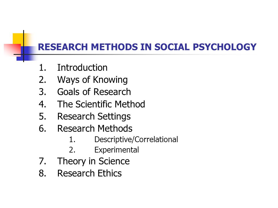 RESEARCH METHODS IN SOCIAL PSYCHOLOGY