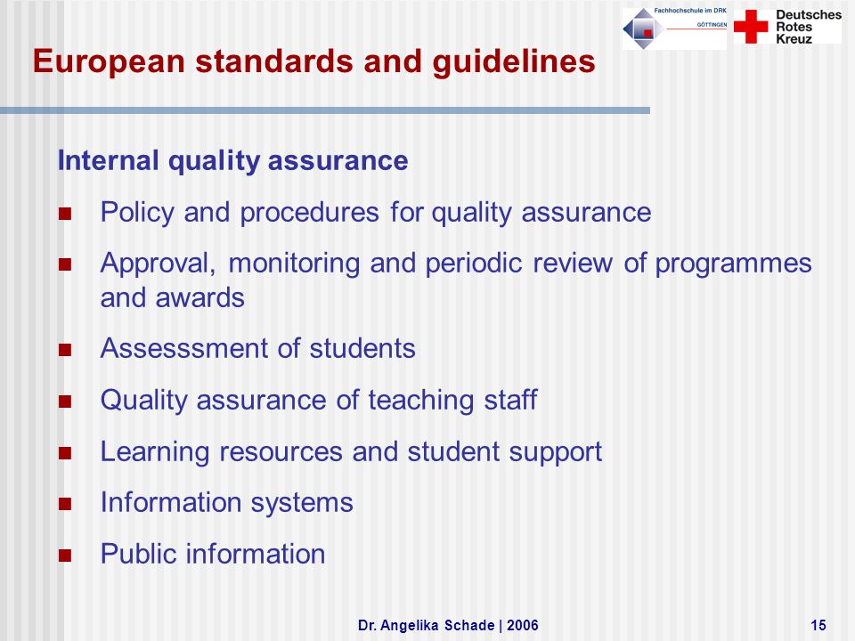 European standards and guidelines