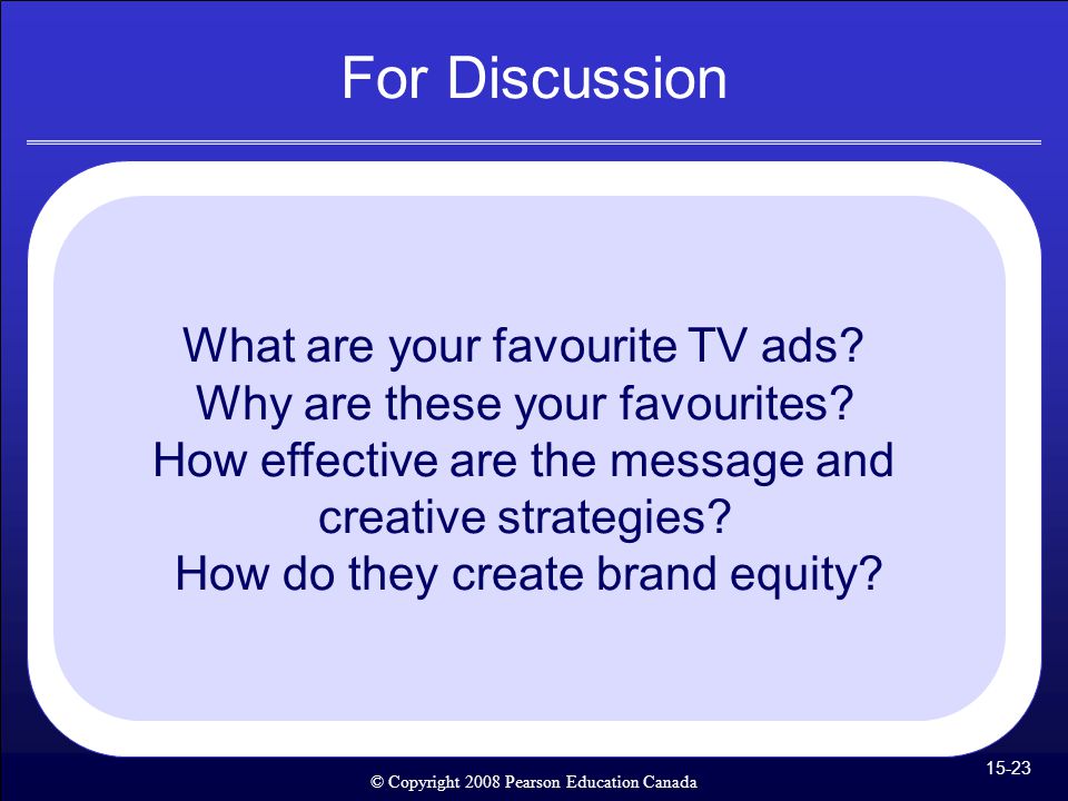 For Discussion What are your favourite TV ads
