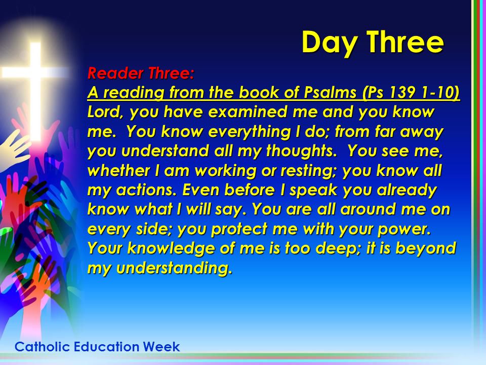 Day Three Reader Three: A reading from the book of Psalms (Ps )