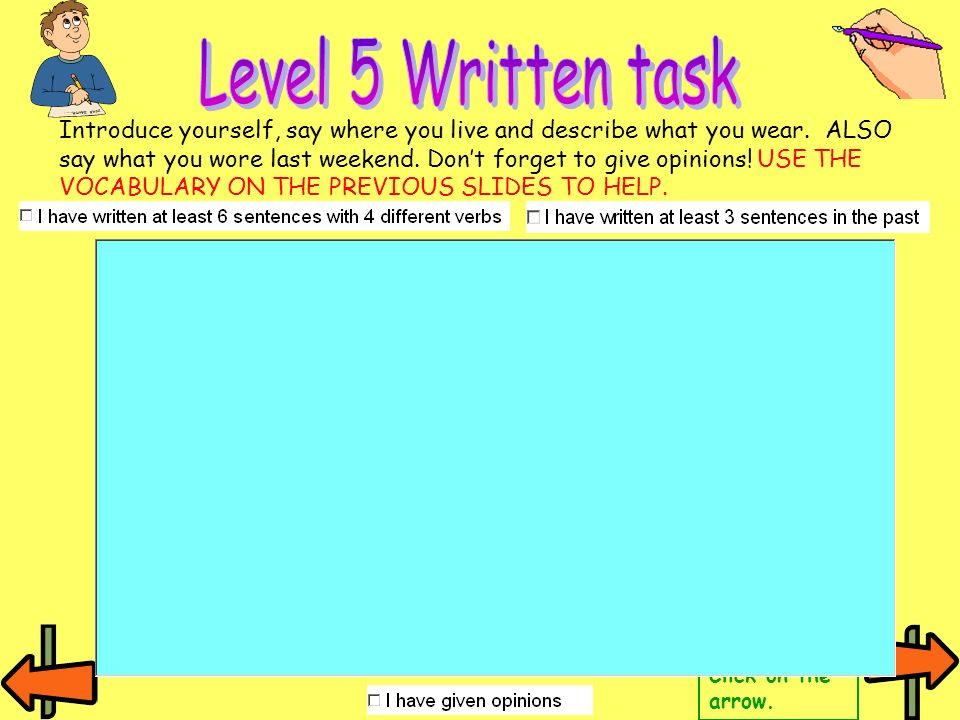 Level 5 Written task