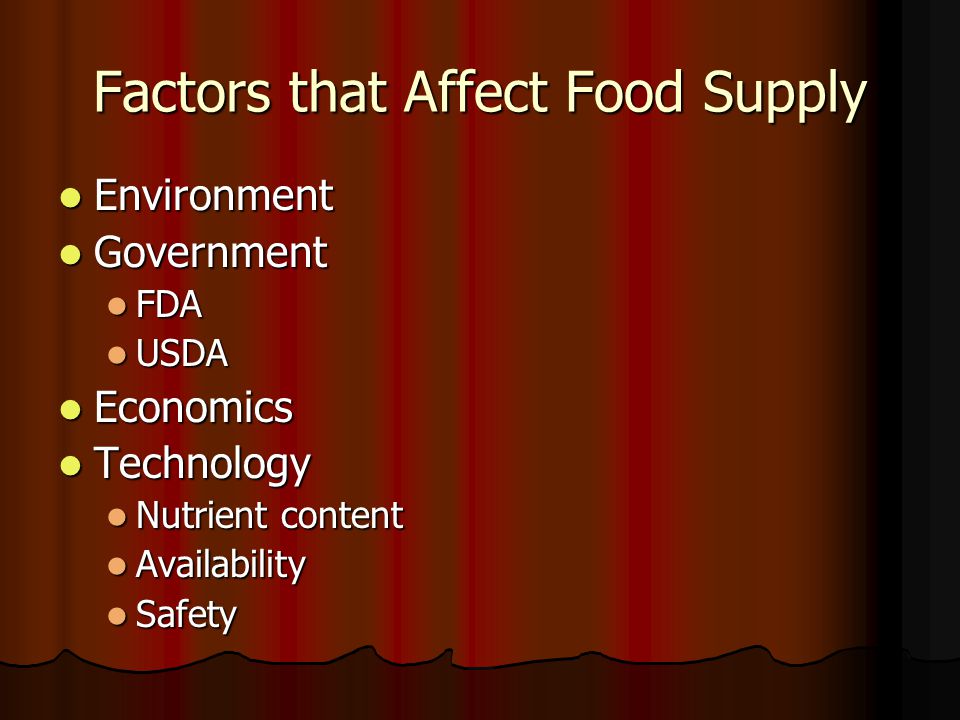 Factors that Affect Food Supply