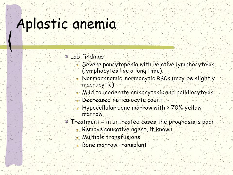 Aplastic anemia Lab findings