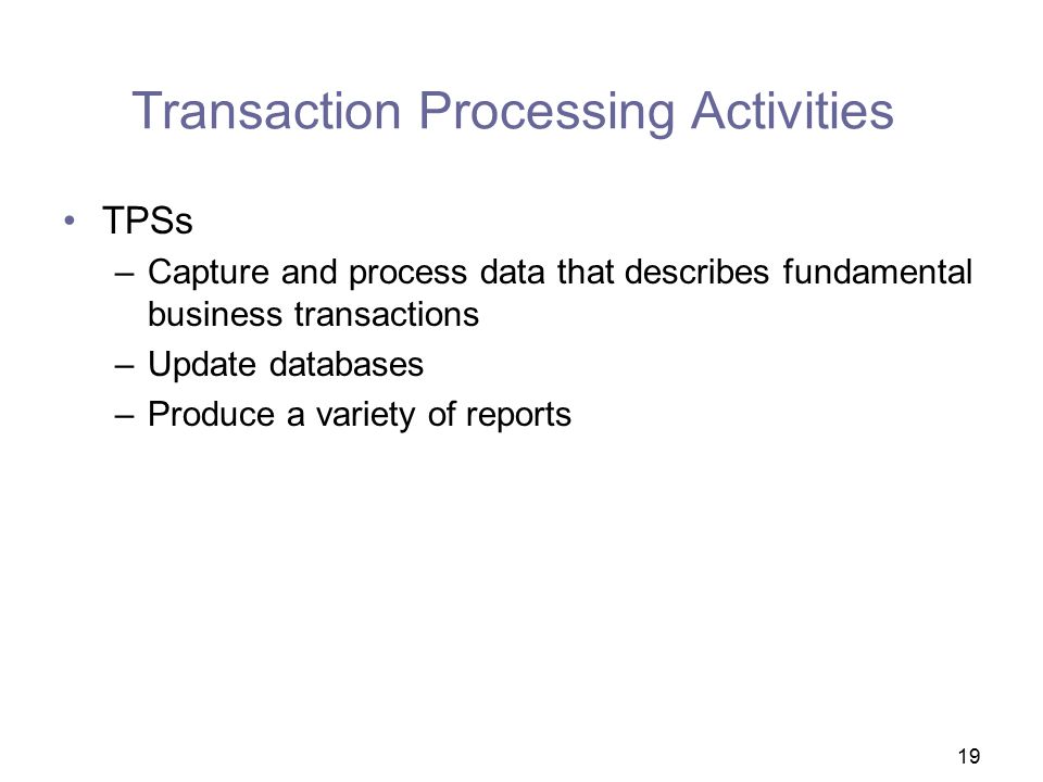 Transaction Processing Activities