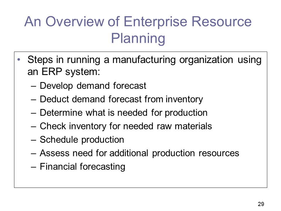 An Overview of Enterprise Resource Planning
