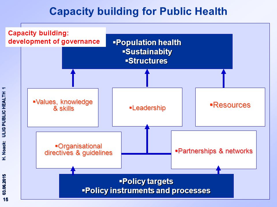 Capacity building for Public Health Policy instruments and processes