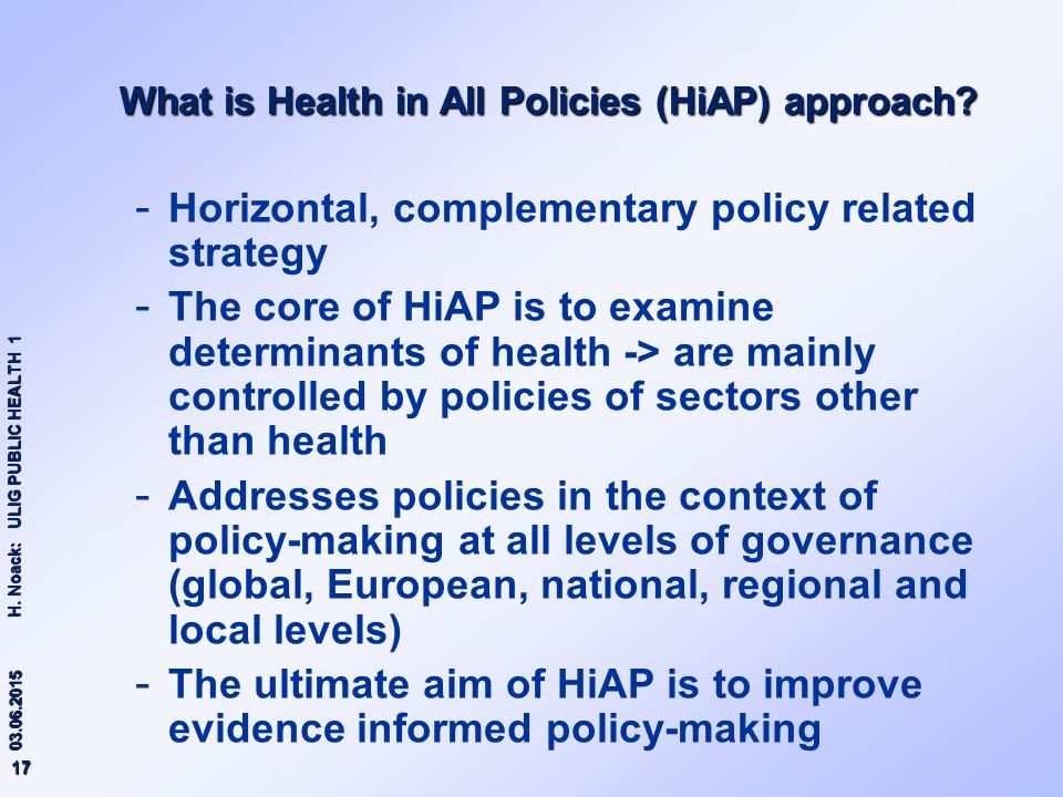What is Health in All Policies (HiAP) approach