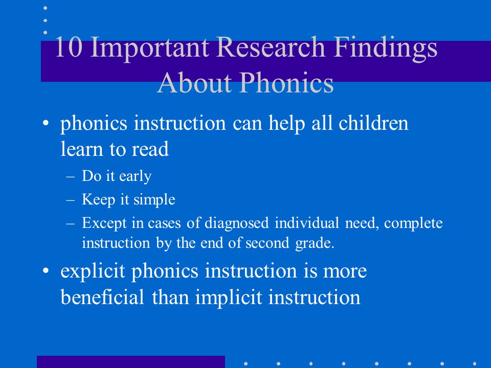 10 Important Research Findings About Phonics