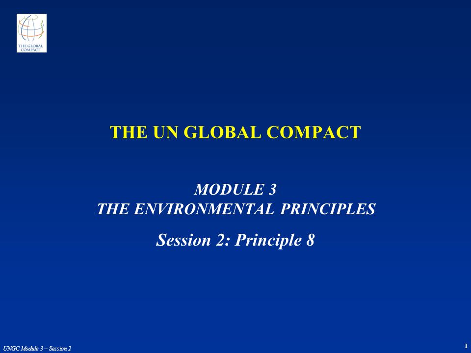 MODULE 3 THE ENVIRONMENTAL PRINCIPLES Session 2: Principle 8