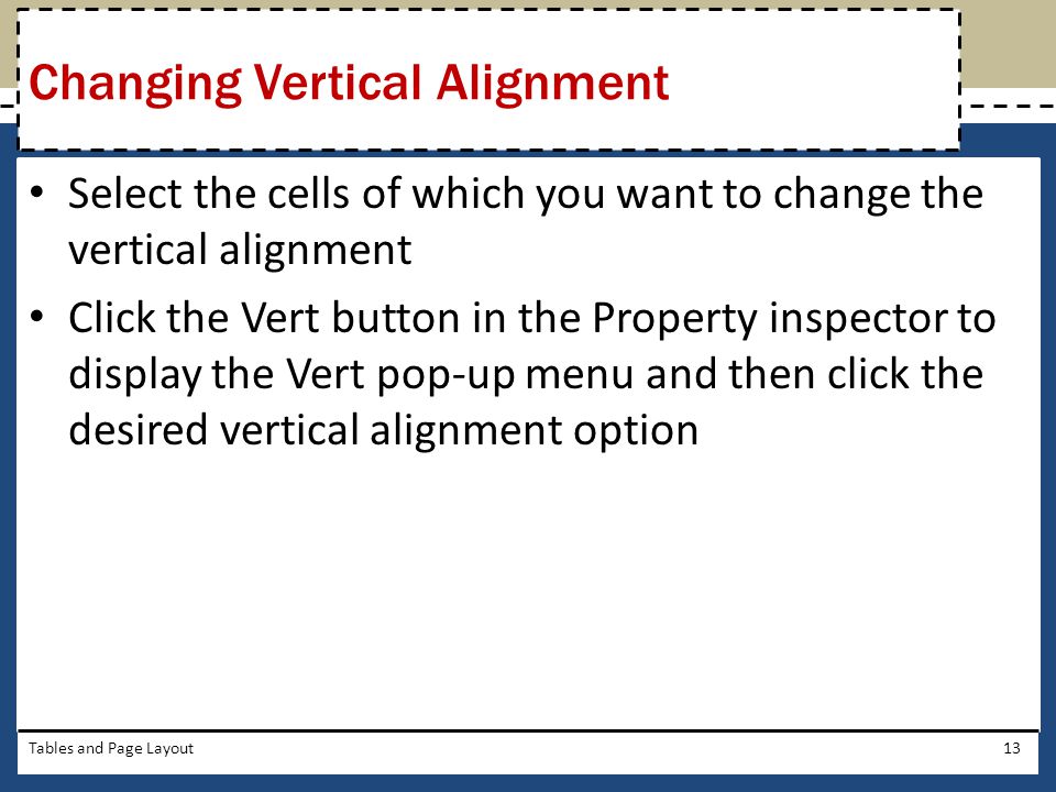 Changing Vertical Alignment