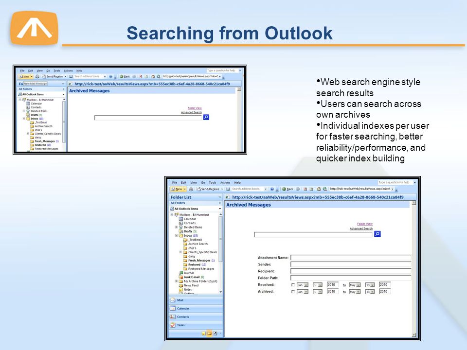 Searching from Outlook