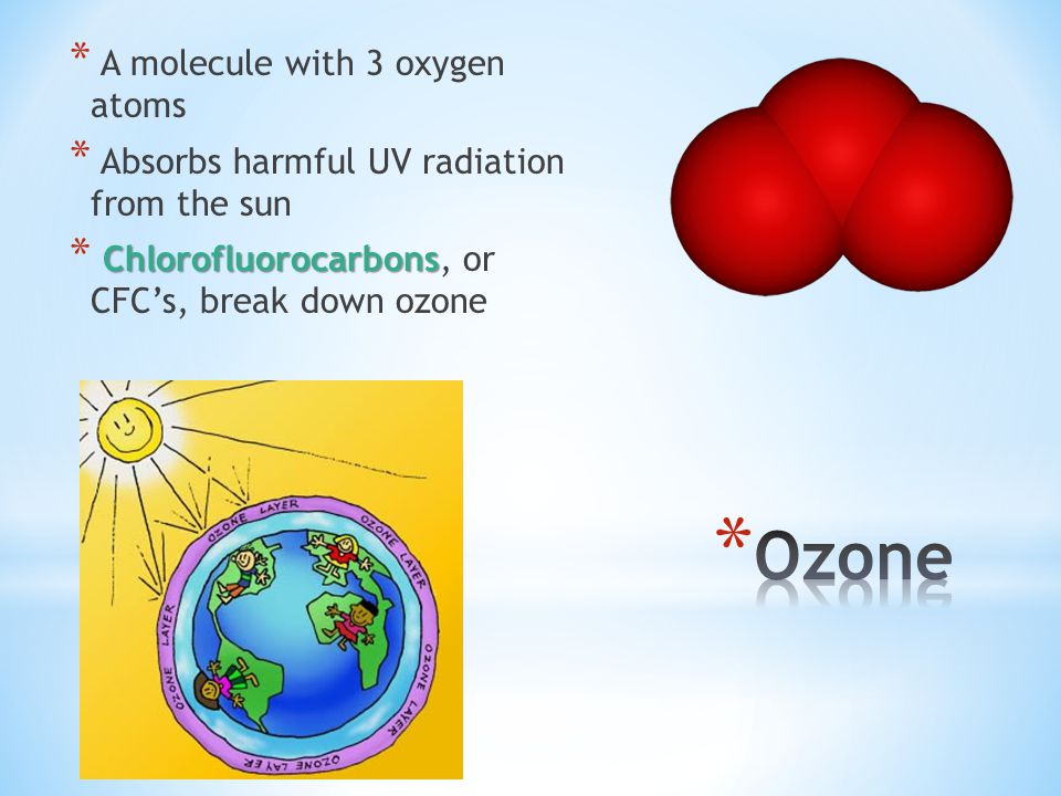 Ozone A molecule with 3 oxygen atoms