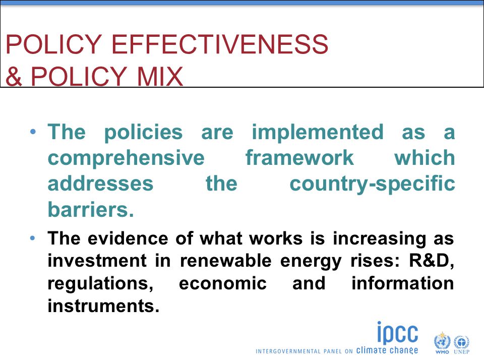 POLICY EFFECTIVENESS & POLICY MIX