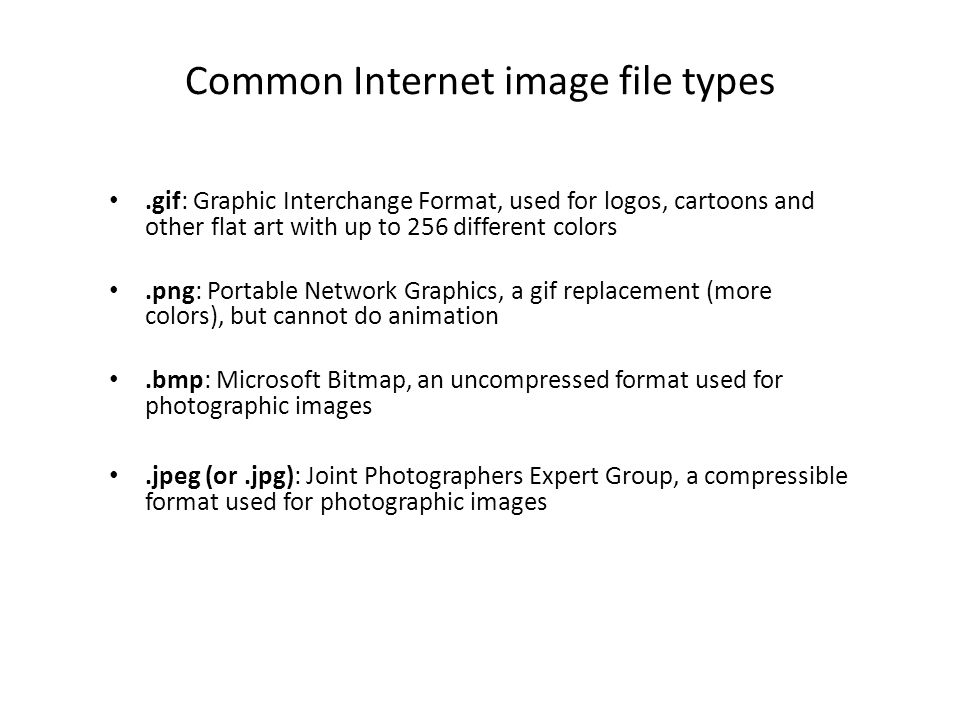 Common Internet image file types