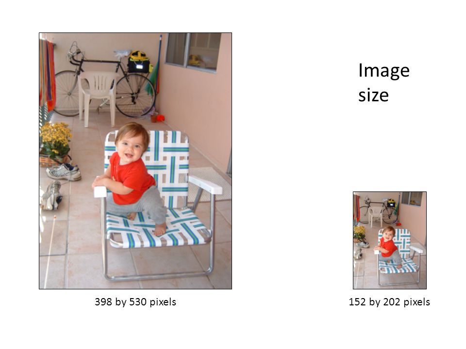 Image size One characteristic of an image is its size.