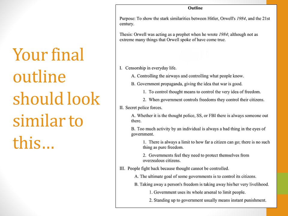 Your final outline should look similar to this…
