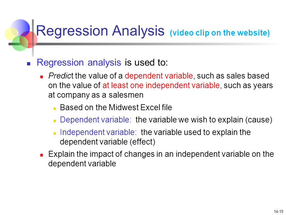 Regression Analysis (video clip on the website)