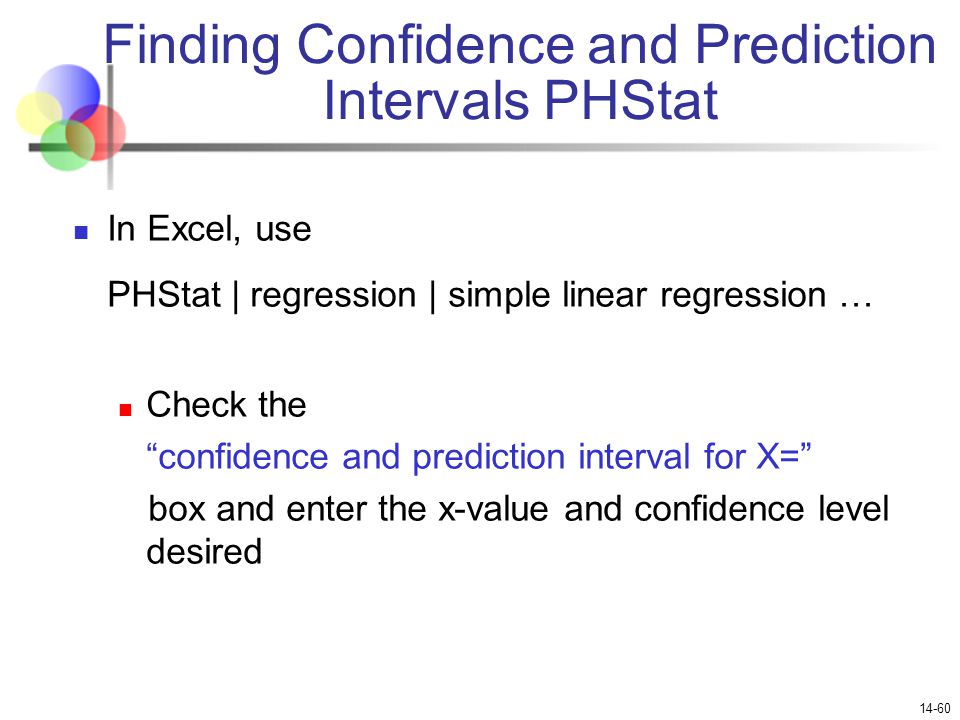 Finding Confidence and Prediction Intervals PHStat