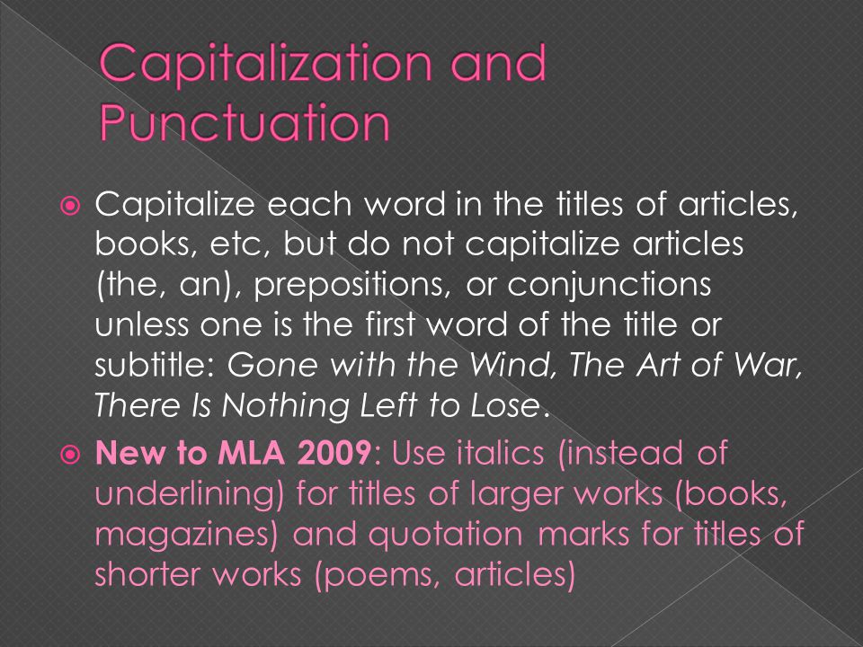 Capitalization and Punctuation
