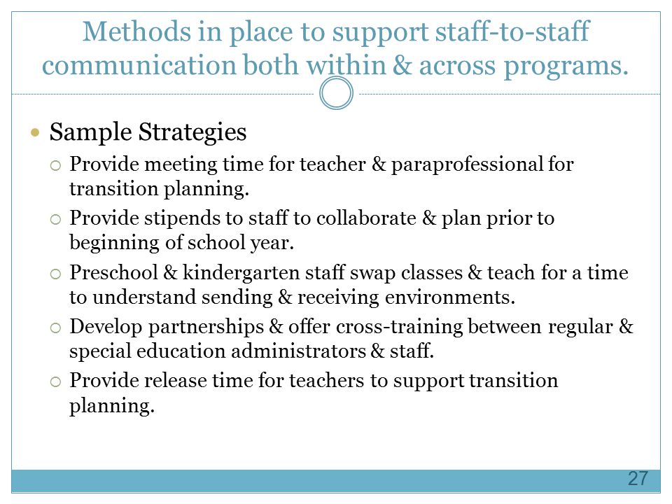 Methods in place to support staff-to-staff communication both within & across programs.