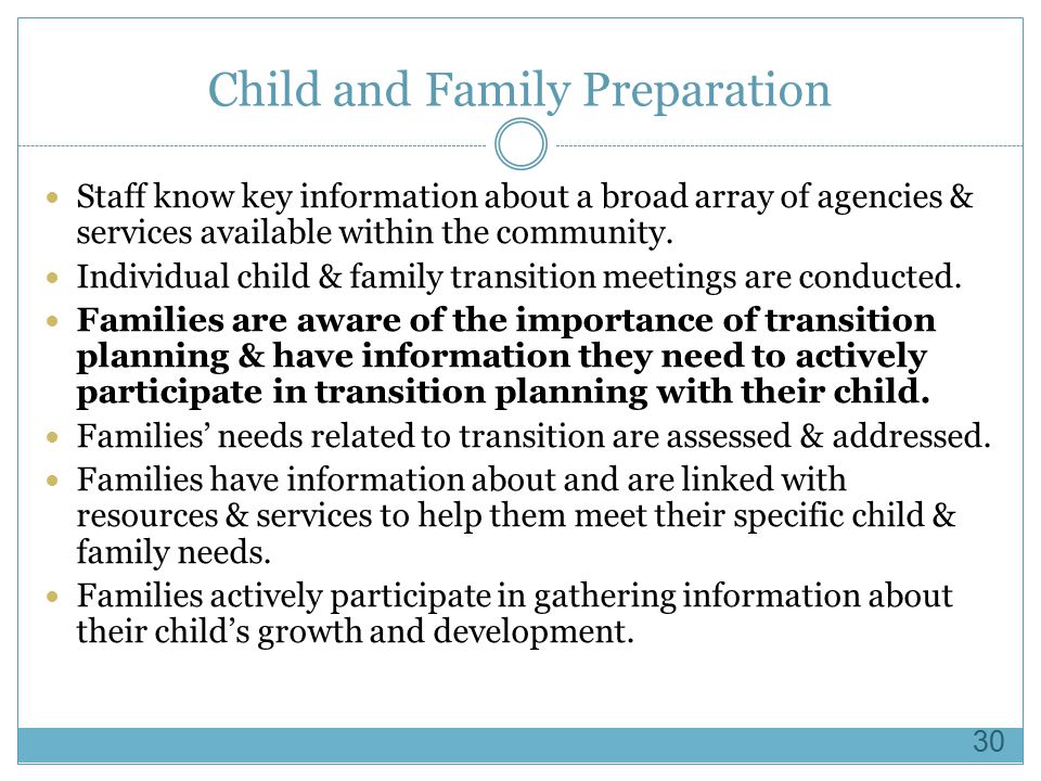 Child and Family Preparation