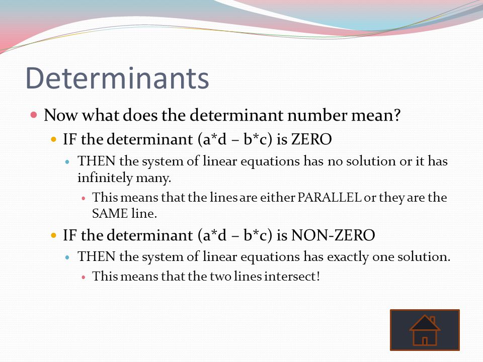 Determinants Now what does the determinant number mean