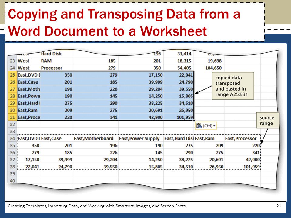 Copying and Transposing Data from a Word Document to a Worksheet