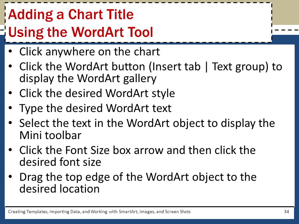 Adding a Chart Title Using the WordArt Tool