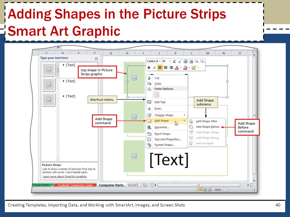 Adding Shapes in the Picture Strips Smart Art Graphic
